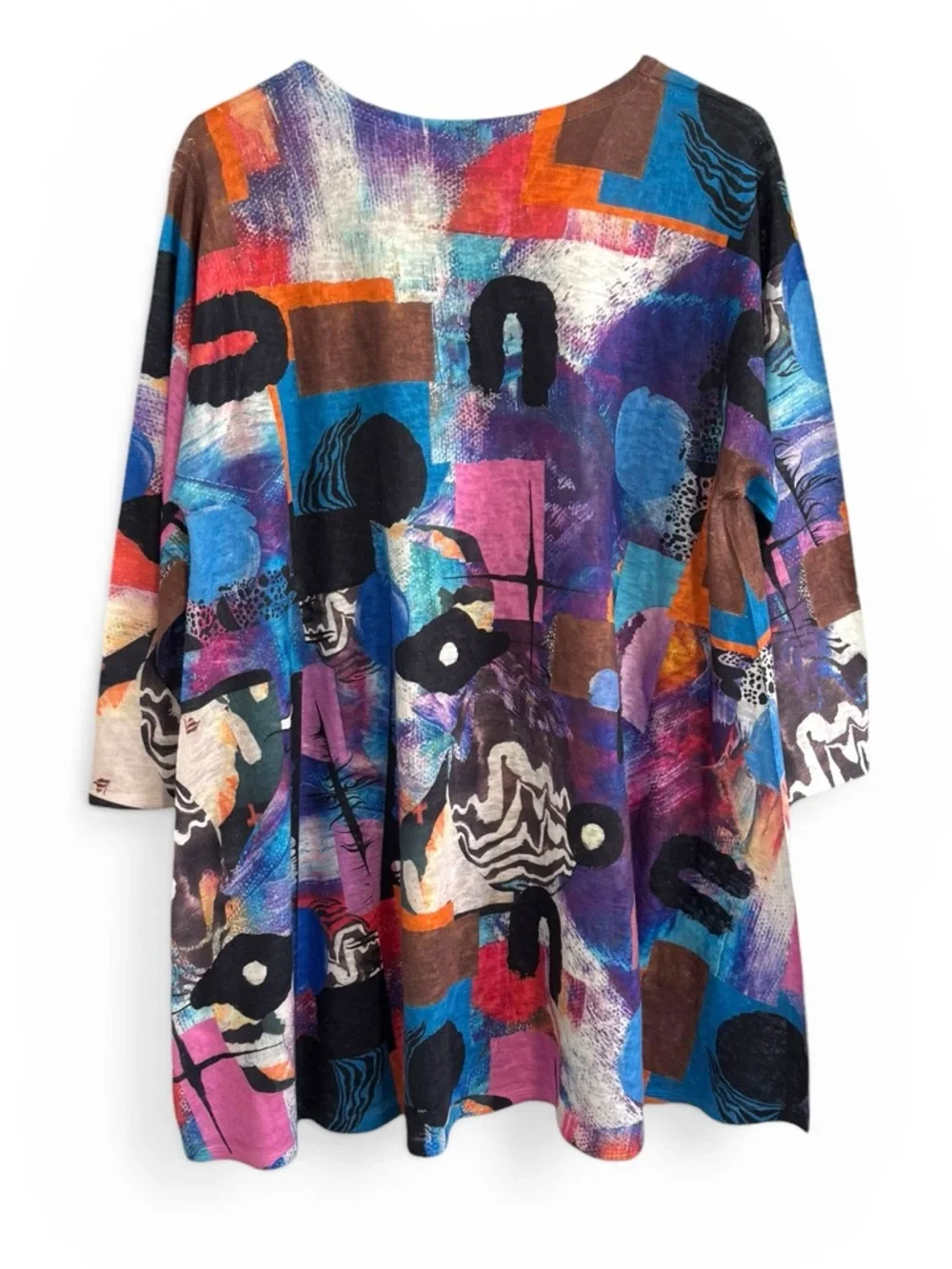 ET LOIS ART DECO ABSTRACT COLORFUL TUNIC PULLOVER TOP SZ XL - Picture 3 of 4